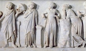 Sarcófago das Musas, detalhe de Thalia, Erato, Euterpe e Polyhymnia, c.160 AD marble